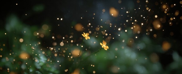 Fototapeta premium Delicate floating pollen grains evoke a dreamy atmosphere perfect for soft bokeh effects.