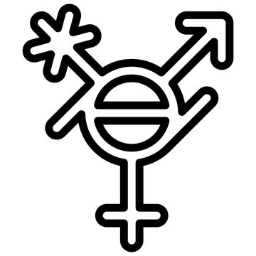 Genderfluid symbol. Editable stroke vector icon.