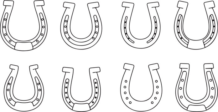Horseshoe Icon Set Good Luck Symbol Vector Illustration Collection EPS