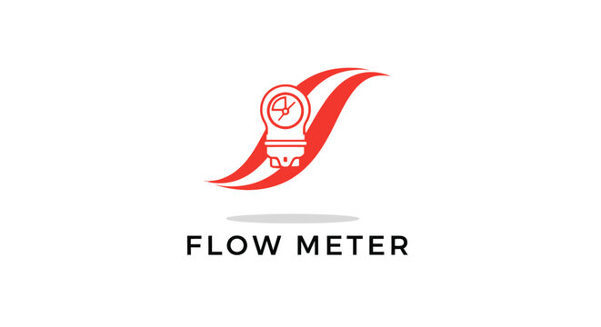 Creative Flow Meter Logo Design with Red and White Colors.