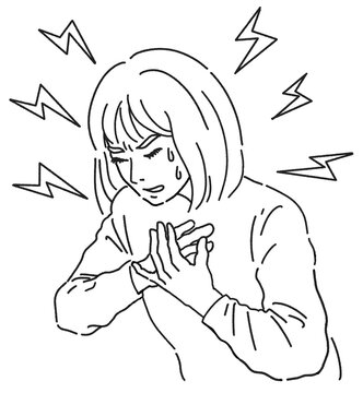 心臓がズキズキと痛んでいる女性のイラスト