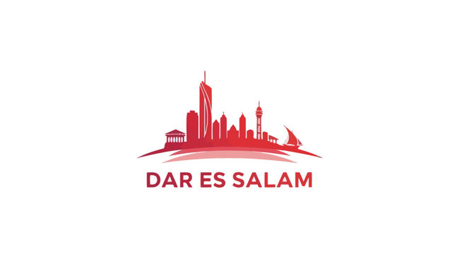 Dar es Salaam Skyline Silhouette - A Vibrant Cityscape Illustration.