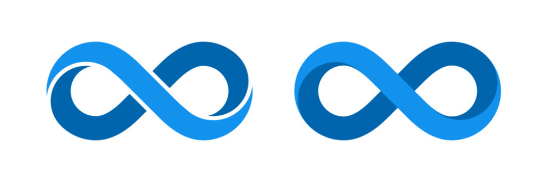 Blue colored infinity mobius strip flat sign isolated. Vector