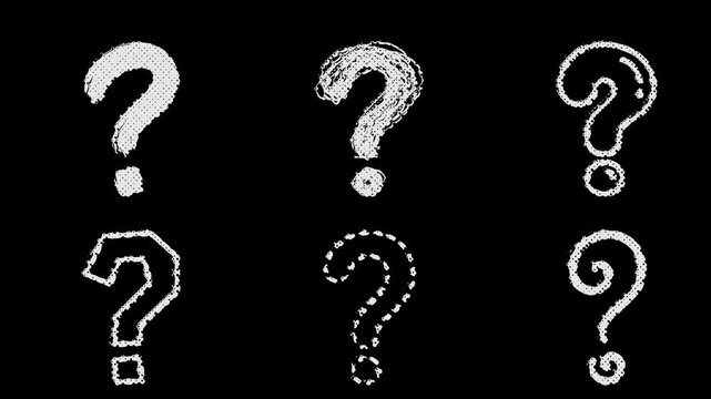 Dynamic stop motion animation question marks. Enhance your tutorials, educational videos, and social media content with these versatile grunge visual assets