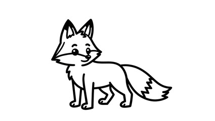 Fototapeta premium Cartoon stylized fox animal drawing side view