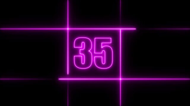 40 to 0 second modern digital countdown timer neon light style on black background, 40 seconds simple countdown timer. 40 second technology digital neon led light game timer animation