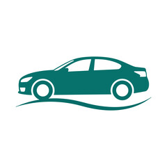 Fototapeta premium Teal Green Sedan Car Silhouette Icon for Automotive and Road Transport Concept on Transparent Background for Web App and Logo Design