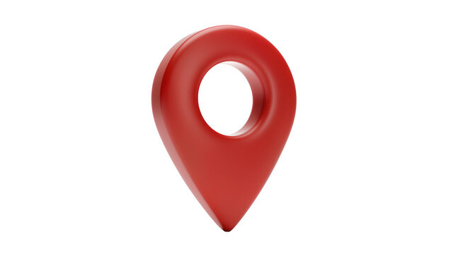 Shiny red location marker with central circular void