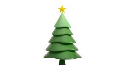 Obraz premium Glossy Green Christmas Tree with Yellow Star Topper