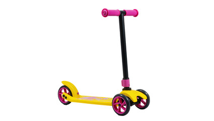 Yellow pink three wheel child scooter with handlebars © Isolde