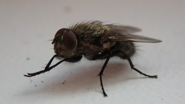Fly cleaning its trunk, macro