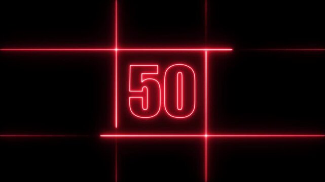 55 to 0 second modern digital countdown timer neon light style on black background, 55 seconds simple countdown timer. 55 second technology digital neon led light game timer animation