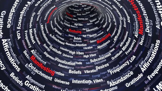 MANIFESTING Keywords Animation on Tunnel Walls, Background, Loop
