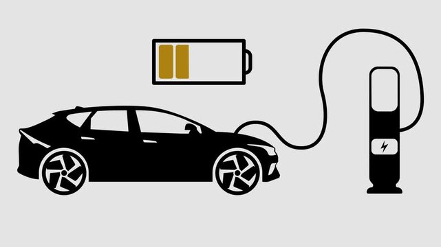 A video showcasing an electric car charging at a station