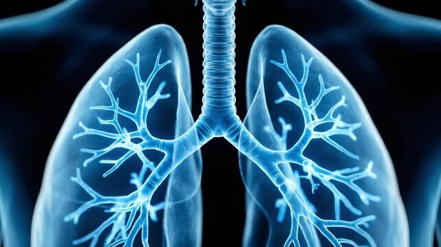 Human lungs anatomy medical visualization, suitable for medical presentation, healthcare education, science research, clinical study, and biology project.
