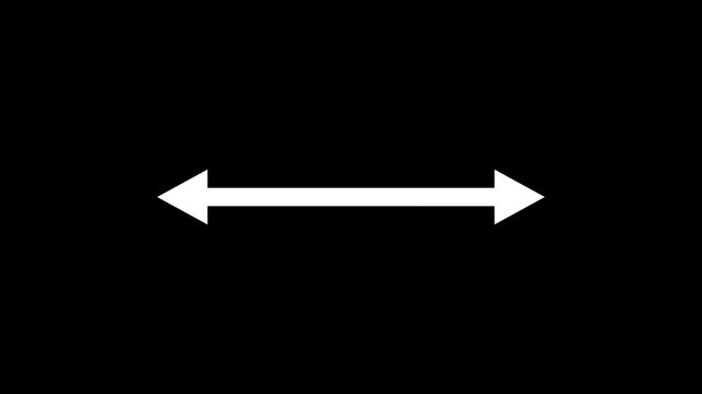 Double side indicator arrow animation on black background. Left and right arrow icon motion graphics. two side arrow distance 4k video footage.