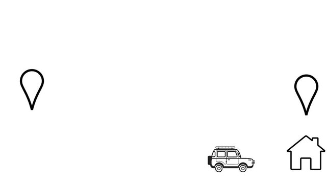 Car Moving Between Location Pins | Simple Map Animation Loop