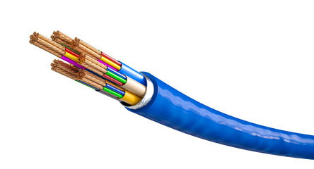 Naklejka premium Electric cable showing copper wires 3d isolate