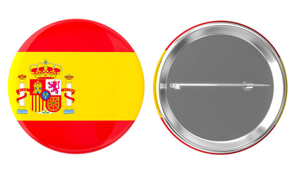 Spain flag button pin 3d national identity
