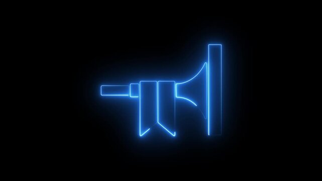 Glowing neon line Musical instrument trumpet icon isolated on black background. 4K Video motion graphic animation.
