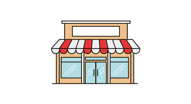 Simple Storefront With Awning and Blank Sign
