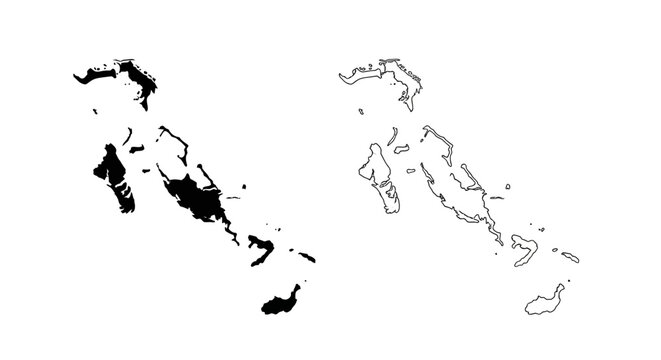 Bahamas Island Chain Map Silhouette and Outline