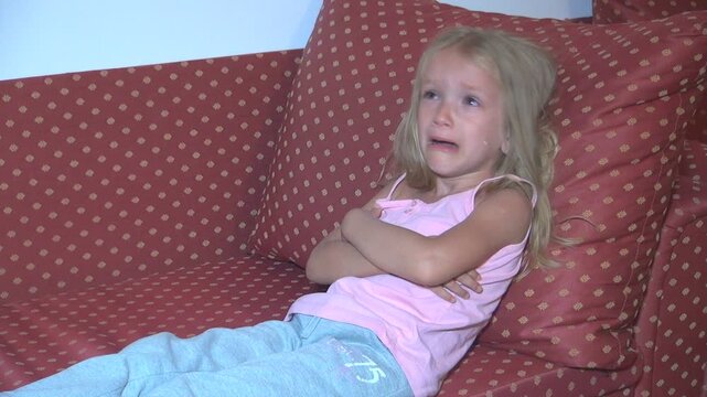 Crying Child, Sad Girl, Kid Scolding Father, Sad, Angry, Unhappy Child Tears