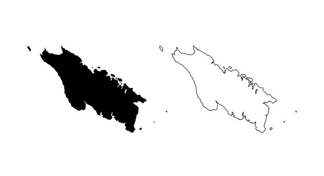 Map of Nias Island, Indonesia, silhouette and outline