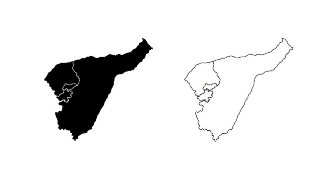 Map of Al-Hasakah Governorate, Syria, Vector Silhouette and Outline