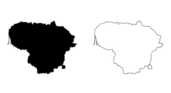Lithuania Map Silhouette and Outline Vector Illustration
