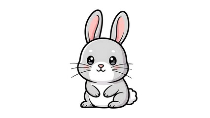 Obraz premium Cute Cartoon Rabbit Illustration on White.