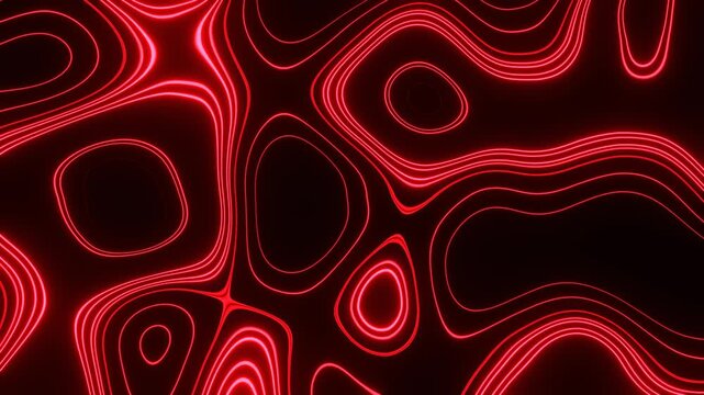 Red Neon Topographic Pattern Background VJ Loop in 4K