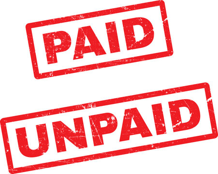 Paid and unpaid stamps on a white background