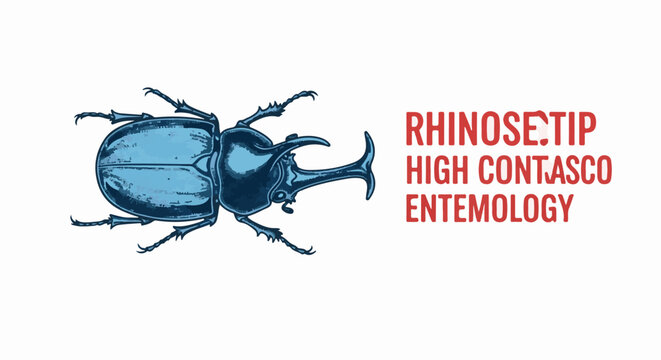 A detailed illustration of a blue rhinoceros beetle is shown next to text