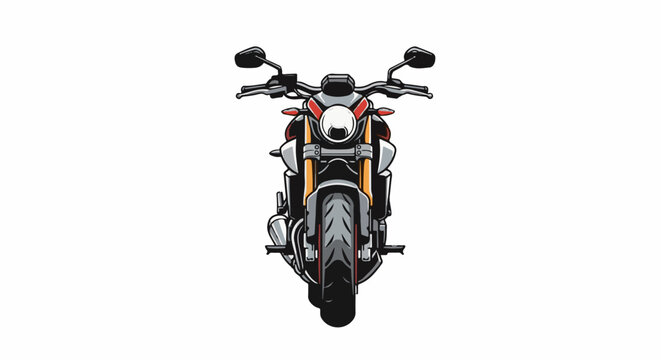 A front-facing graphic illustration of a powerful, modern motorcycle
