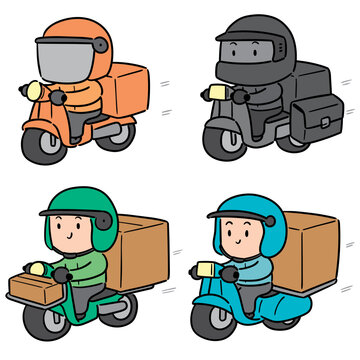 vector set of motorcycle messenger