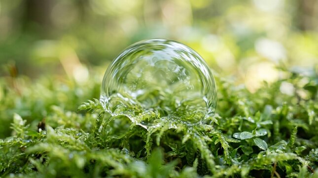 Water Bubble on Moss Macro Nature