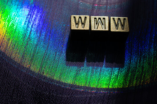 The word WWW consists of metal cubes with letters,