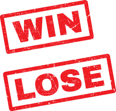 A win and lose stamp on a white background
