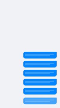 Smooth scrolling animation of multiple blue message bubbles on a light grey mobile interface