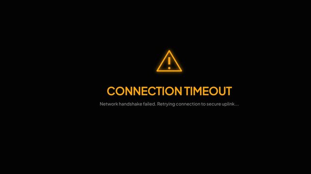 System diagnostic progress bar showing orange glowing connection timeout and network handshake failure