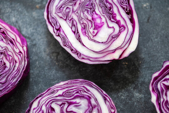 Vibrant sliced purple cabbage