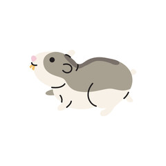 Obraz premium Adorable cute hamster in cartoon doodle style isolated on white background. Little domestic pet vector illustration