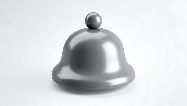 A sleek, silver bell sits prominently against a clean white background, showcasing its smooth, curved form and minimalist design.