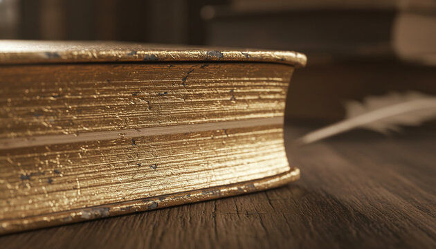 Antique book fore edge texture covered in worn gold leaf