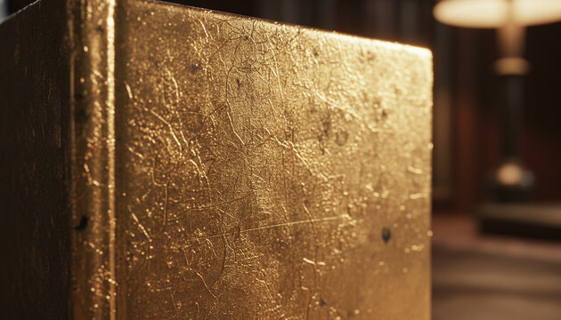 Antique book fore edge texture covered in worn gold leaf