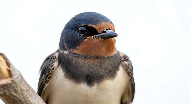 Barn Swallow Bird Perched on Branch.