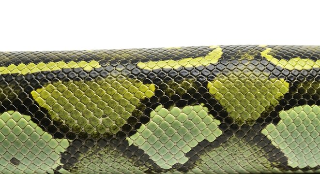 Close-up of green snake skin texture.