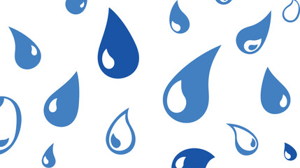 Fototapeta premium Falling water drops flat vector splash day design white background