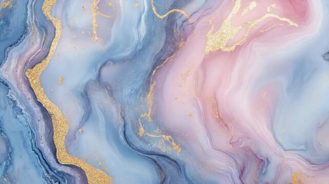 Elegant pink and blue marble texture with gold accents